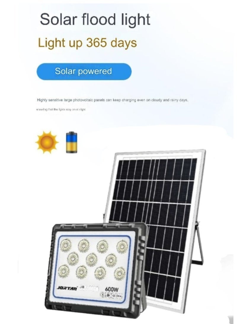 جورتان كشاف LED شمسي خارجي بقوة 600 واط مع جهاز تحكم عن بعد | مقاوم للماء بمعيار IP66، إضاءة أمان شمسية عالية السطوع، هيكل معدني، بطارية 25000 مللي أمبير، لوحة شمسية 25 واط، مستشعر تشغيل تلقائي من الغسق إلى الفجر، مناسب للحدائق والجراجات والساحات والشوارع والإضاءة الخارجية - Image 3