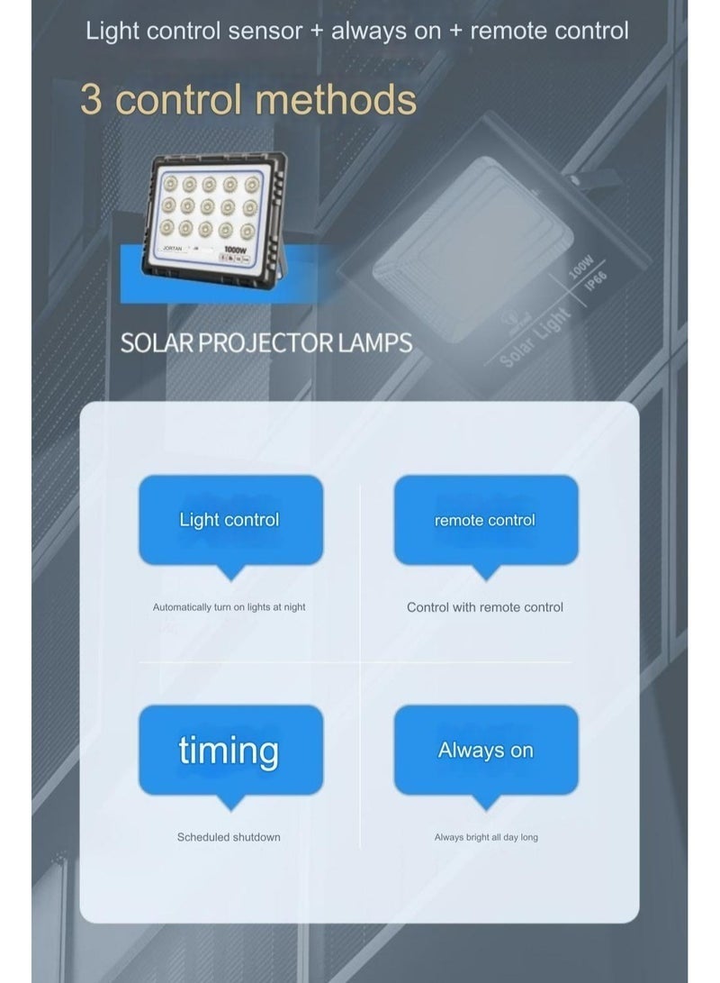 جورتان كشاف LED شمسي خارجي بقوة 600 واط مع جهاز تحكم عن بعد | مقاوم للماء بمعيار IP66، إضاءة أمان شمسية عالية السطوع، هيكل معدني، بطارية 25000 مللي أمبير، لوحة شمسية 25 واط، مستشعر تشغيل تلقائي من الغسق إلى الفجر، مناسب للحدائق والجراجات والساحات والشوارع والإضاءة الخارجية - Image 5