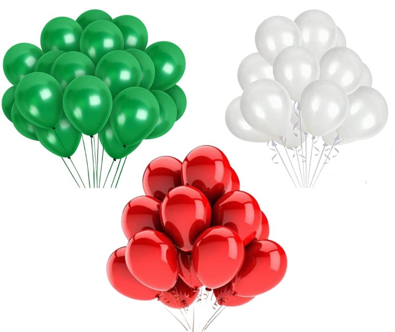 Vail Creations MADE IN INDIA 10inch Metallic Balloons for Birthday Decoration/Anniversary Party Decoration (Green,Red,White, Pack of 50) - Image 3