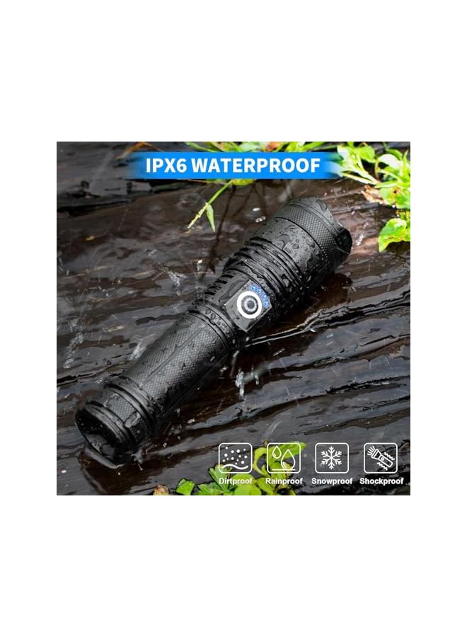 promass Rechargeable LED Flashlight High Lumens, 990,000 Super Bright Powerful Flash Light with 5 Modes, IPX6 Waterproof Flashlight for Home And Camping (Black) - Image 5