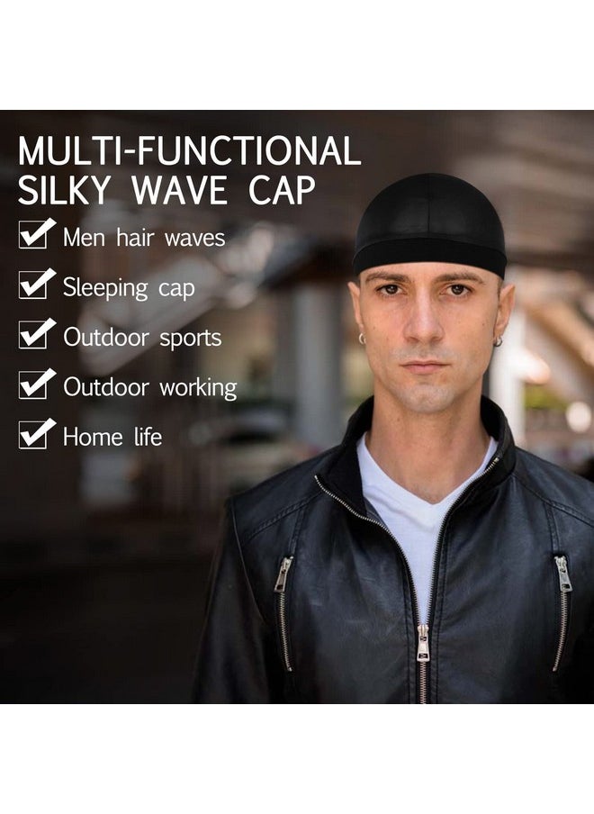 Molain - 6Pcs Wave Cap For Men Silky Durags Elastic Band Wave Caps For 360 540 720 Waves Soft Breathable Satin Durag Unisex Adults Kids Skullies Beanies Hats Shower Cap - Image 1
