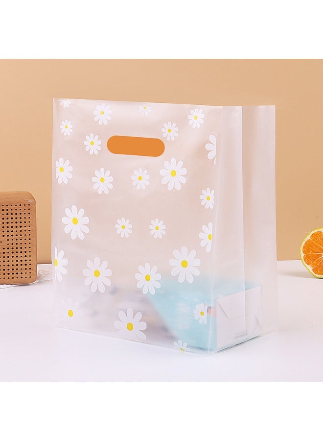 50 Pcs Reusable Transparent Bags with Flower Pattern，Food Bags, Clear Bags, Flower Bags