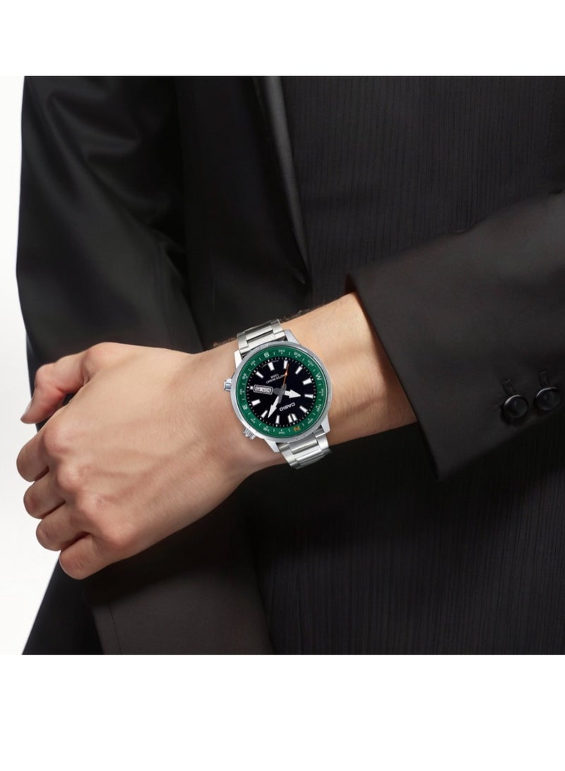CASIO Standard series, 100m water-resistant, quartz movement, stainless steel strap, Japanese and Korean made, men's watch, black dial - Image 3