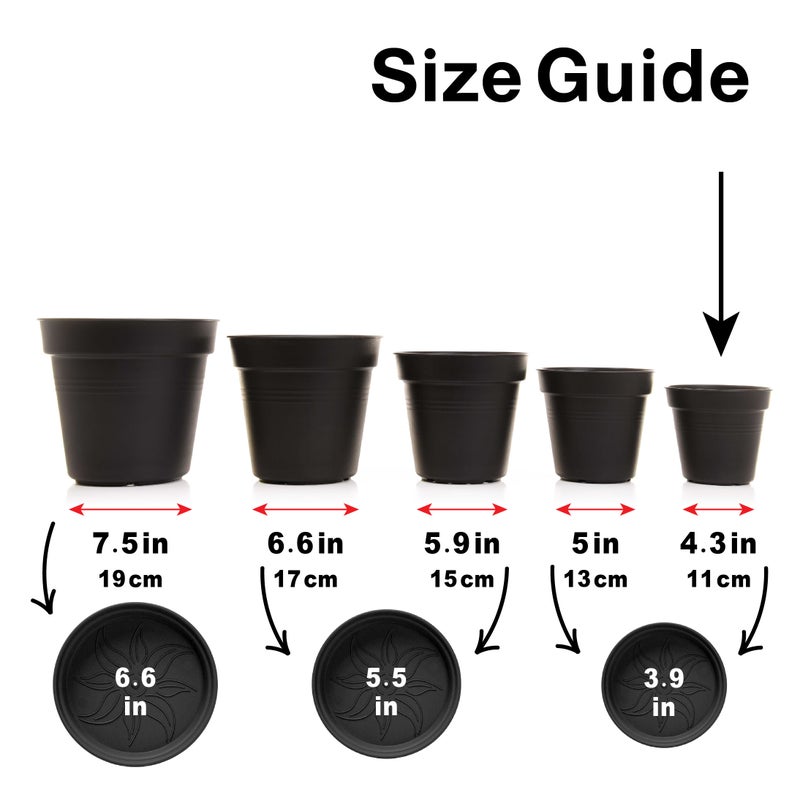 Mintra Round Flower Pot Planters Medium - Pack of 4 with bottom tray - Plastic | Color - Grey | Size - 15x15x14cm | Asthetically Decorate Your Terrace, Garden or Patio. Ideal for outdoor or indoors - Image 5