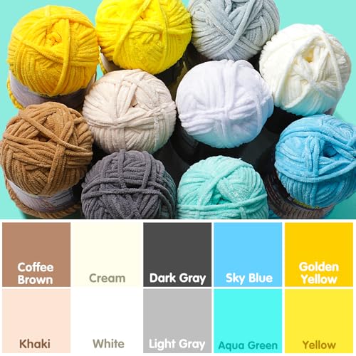 Mooaske Baby Blanket Yarn for Crocheting - Soft Velvet Fluffy Chenille Yarn for Knitting Amigurumi Making Scarves, Doll - 100g/3.5oz 131 Yards Thick Plush Yarns (1, Dark Coffee Brown) - Image 4