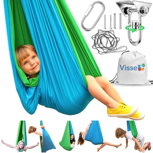 VISSE Sensory Swing for Kids Indoor Outdoor - Calming Cocoon Therapy Swing, Holds 300lbs - Hug-Like Sensory Hammock with 360° Swivel Hardware for Autism, ADHD, SPD Support - Image 1
