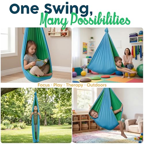 VISSE Sensory Swing for Kids Indoor Outdoor - Calming Cocoon Therapy Swing, Holds 300lbs - Hug-Like Sensory Hammock with 360° Swivel Hardware for Autism, ADHD, SPD Support - Image 5