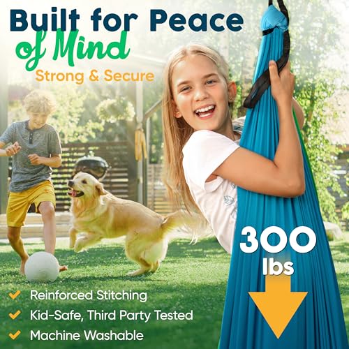 VISSE Sensory Swing for Kids Indoor Outdoor - Calming Cocoon Therapy Swing, Holds 300lbs - Hug-Like Sensory Hammock with 360° Swivel Hardware for Autism, ADHD, SPD Support - Image 4