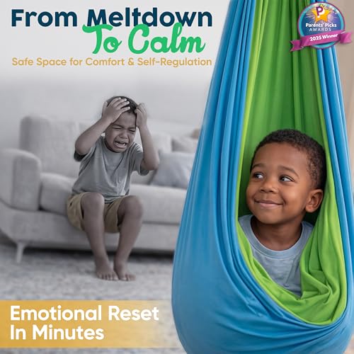 VISSE Sensory Swing for Kids Indoor Outdoor - Calming Cocoon Therapy Swing, Holds 300lbs - Hug-Like Sensory Hammock with 360° Swivel Hardware for Autism, ADHD, SPD Support - Image 2