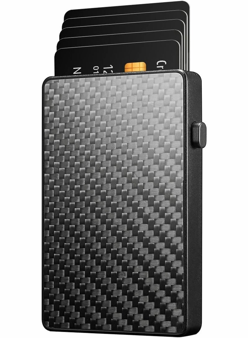 SOLARAE Card Wallet Pop-Up Card Wallet for Men Minimalist Credit Card Holder Slim Carbon Fiber Wallet RFID Blocking(Carbon Fiber) - Image 1