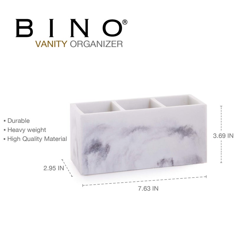 BINO Multi Purpose 3 Compartment Organizer - Makeup Container Organizers - Compartment Organizer for Makeup Brushes, Home and Office Supplies - Matte Marble - Image 2