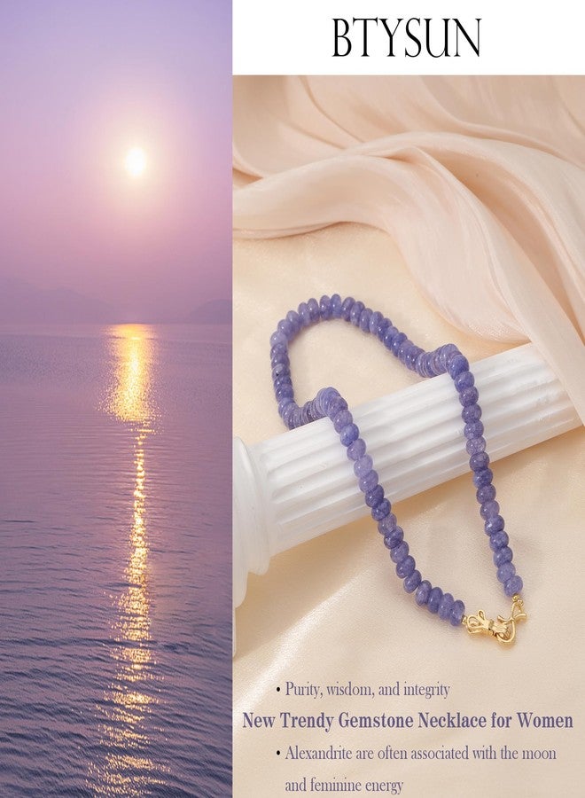 Btysun Gemstone Necklace, Beaded Necklace Choker Beaded Necklaces for Women Best Friend Birthday Gifts Teen Trendy Stuff Christmas Stocking Stuffers for Her 14K Gold Bow Birthstone Bead Jewelry, Stainless - Image 3