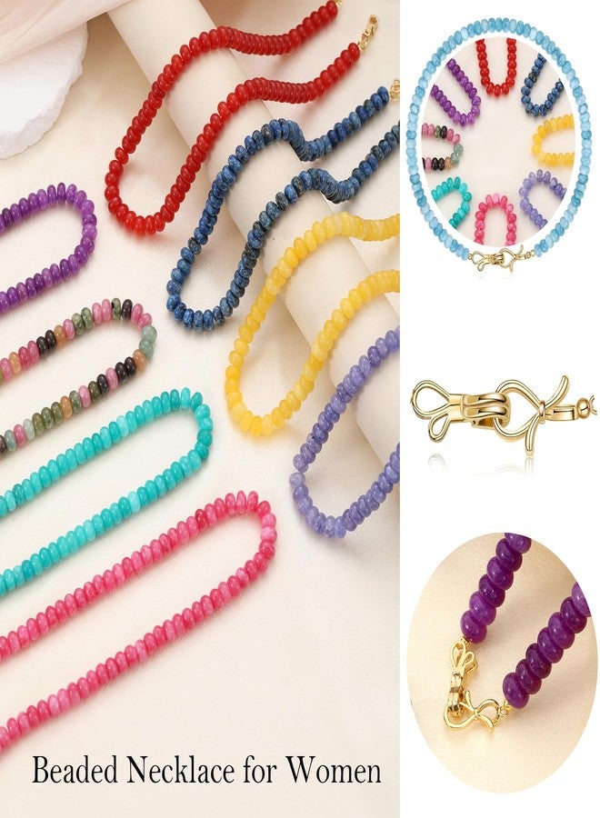 Btysun Gemstone Necklace, Beaded Necklace Choker Beaded Necklaces for Women Best Friend Birthday Gifts Teen Trendy Stuff Christmas Stocking Stuffers for Her 14K Gold Bow Birthstone Bead Jewelry, Stainless - Image 5