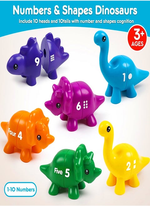 Matching Number Dinosaur Fine Motor Toys  Double Sided Pattern Match Game Montessori Preschool Learning Number Color Sorting Sensory Toys for 12 18 Month Age 1 2 3 Year Old Boys Girls