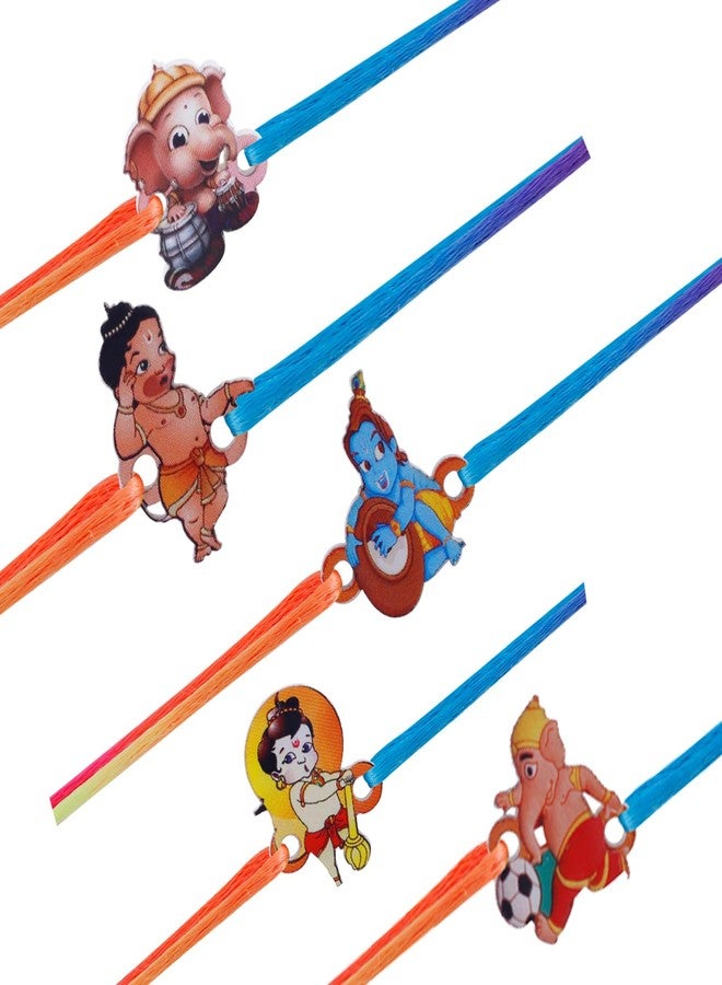 Okos Combo Pack of 5 Trendy Cartoon Characters Delicate Rakshabandhan Rakhis For Kids With Multi Color Adjustable Cotton Thread Cute and Dearest Bhai/Bhaiya/Brother CO1000474KID - Image 1