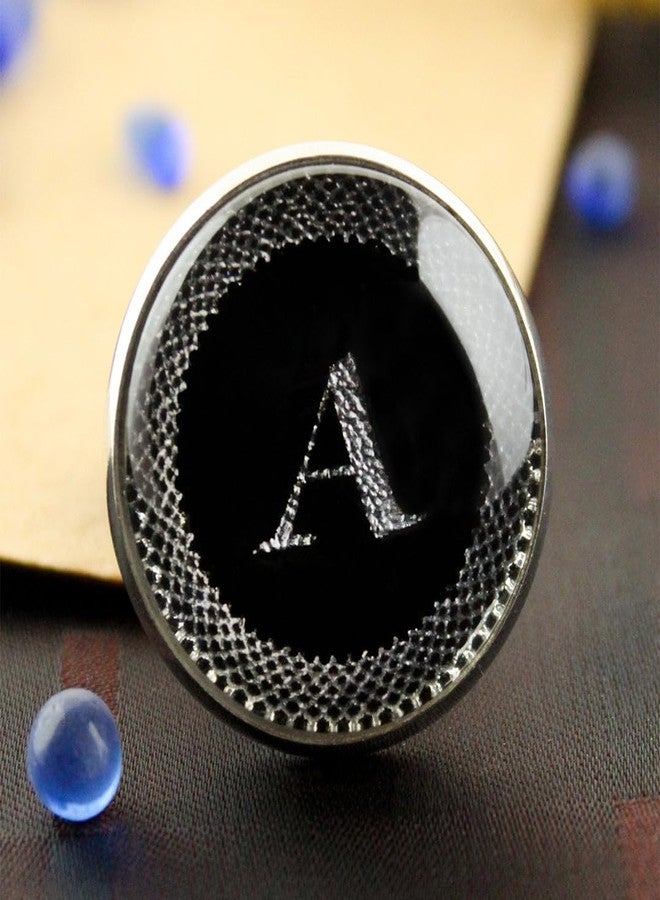 Kavove Alphabet 'A' Black Colour Brooch for Men - Image 2