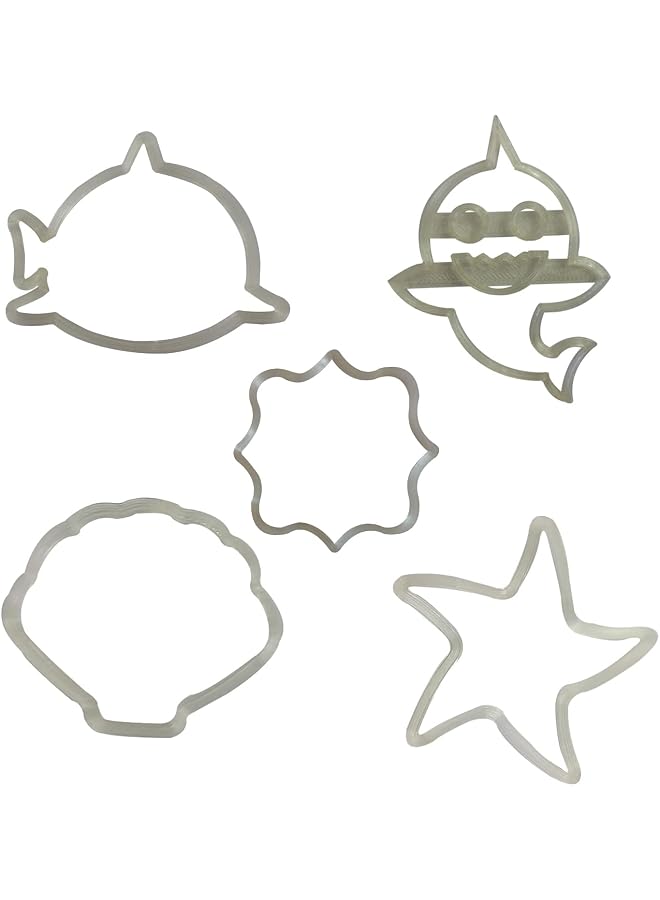 S-TOP Baby Shark Starfish Seashell Shark Head Shapes Fondant Cutters sea Animals Cookie Cutters sea Animals Drawing Template Stencils Set - Image 1