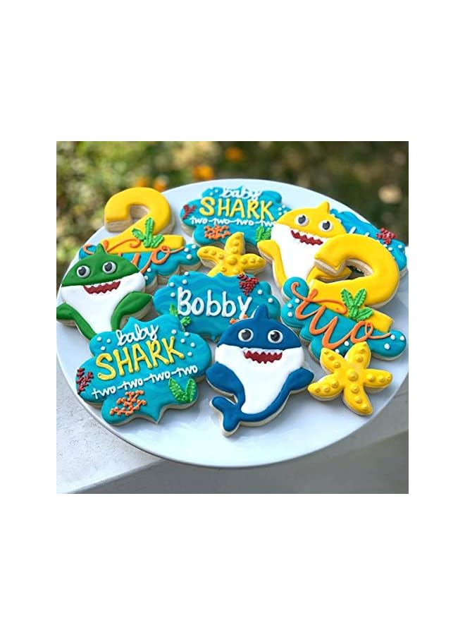 S-TOP Baby Shark Starfish Seashell Shark Head Shapes Fondant Cutters sea Animals Cookie Cutters sea Animals Drawing Template Stencils Set - Image 3