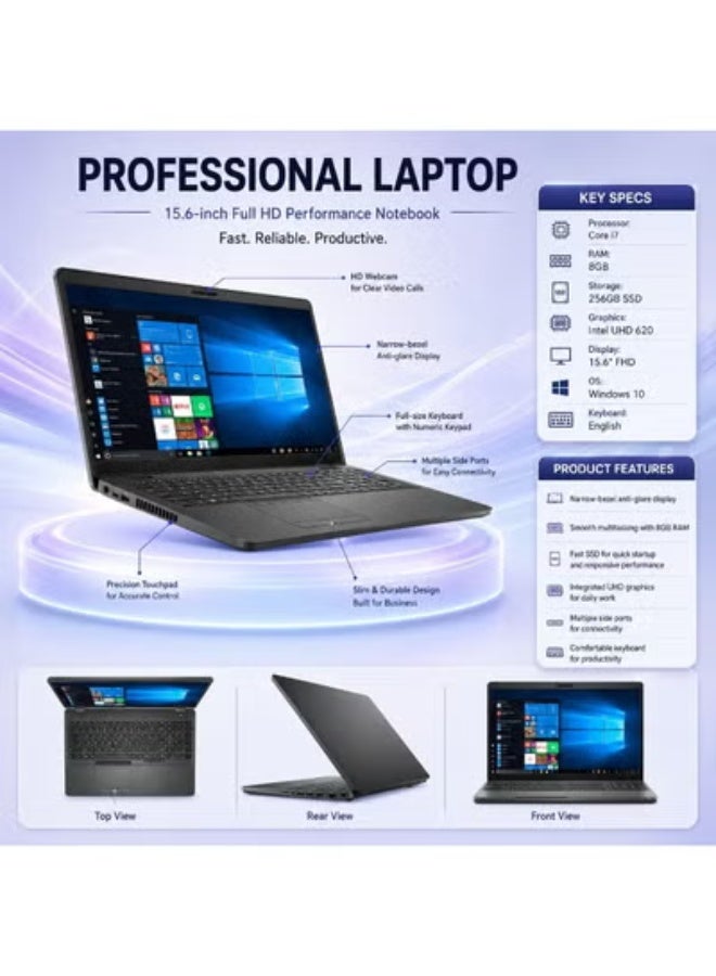 Laptop 15.6 Inch FHD Display Core i7 8GB RAM 256GB SSD Integrated Graphics with Wireless Mouse Laptop Backpack and Laptop Stand - Image 3