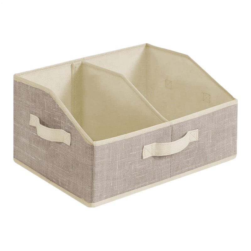 Cream Storage Basket With 3 Handles And Removable Dividers 40x30x20cm Organizer - Image 2