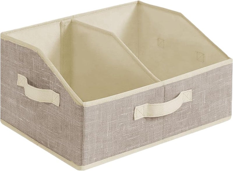 Cream Storage Basket With 3 Handles And Removable Dividers 40x30x20cm Organizer - Image 1