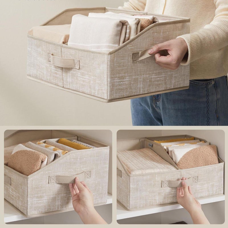 Cream Storage Basket With 3 Handles And Removable Dividers 40x30x20cm Organizer - Image 5