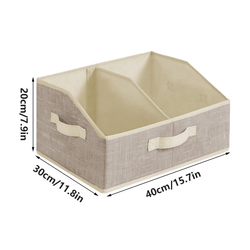Cream Storage Basket With 3 Handles And Removable Dividers 40x30x20cm Organizer - Image 3