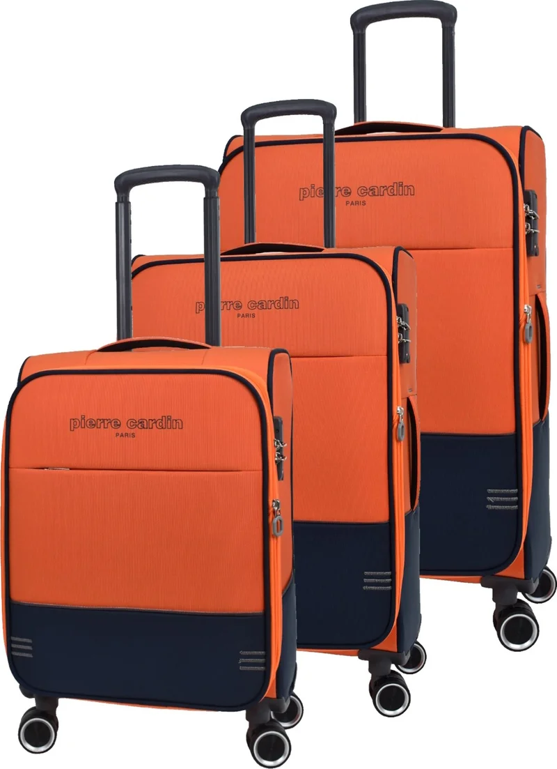 بيير كاردان Ultra Light Light Luxury Fabric 3-Piece Suitcase Set Orange PC8200