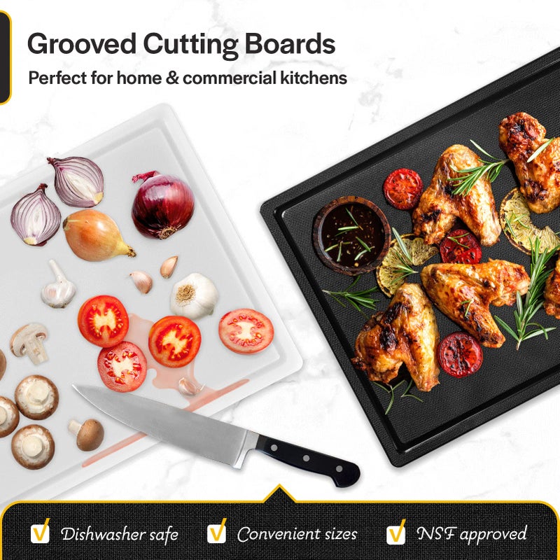 Thirteen Chefs Commercial Grade Plastic Cutting Board with Juice Groove - 18 x 12 Inch for Carving Meat, Grilling, BBQ - 1/2" Thick White HDPE Poly for Food Service - Image 4