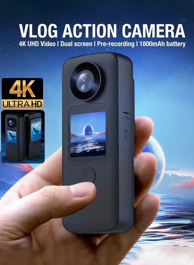 Generic 4K WiFi Anti-shake Action Camera Dual Screen 30m Waterproof Touch Screen Sport Camera for Travel Video Recorder Diving Bodycam with 128G TF Card  - Image 2
