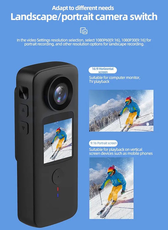 Generic 4K WiFi Anti-shake Action Camera Dual Screen 30m Waterproof Touch Screen Sport Camera for Travel Video Recorder Diving Bodycam with 128G TF Card  - Image 5