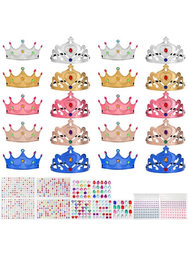 Okllen 31 Pcs Foam Princess Tiaras And Crowns Set For Kids Making Your Own Tiaras And Crowns With Diamond Sticker For Kids' Party Supplies - Image 2