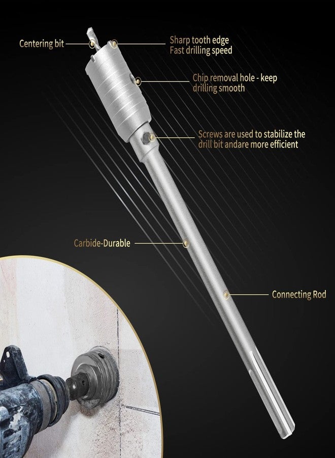 UPTODATETOOLS 30 50 65 mm Concrete Hole Saw And 300mm Connecting Rod Kit Wall Drill, SDS Plus Shank Hole Saw, for Cement Brick Wall, Kit - Image 3