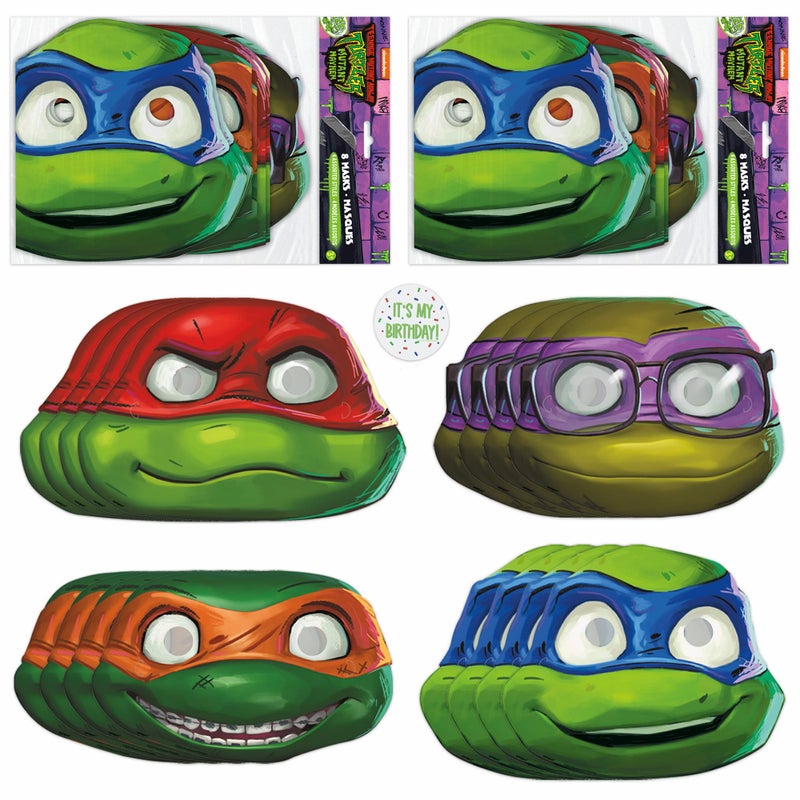 Unique Ninja Turtle Birthday Party Supplies - Party Masks (Pack of 16) and Sticker - Image 1