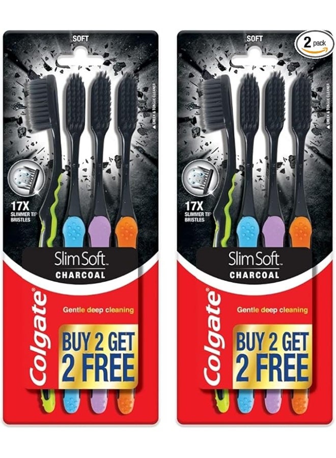 Colgate Slim Soft Charcoal Toothbrush(Buy 2 Get 2 Free) (Pack Of 2) - Image 1