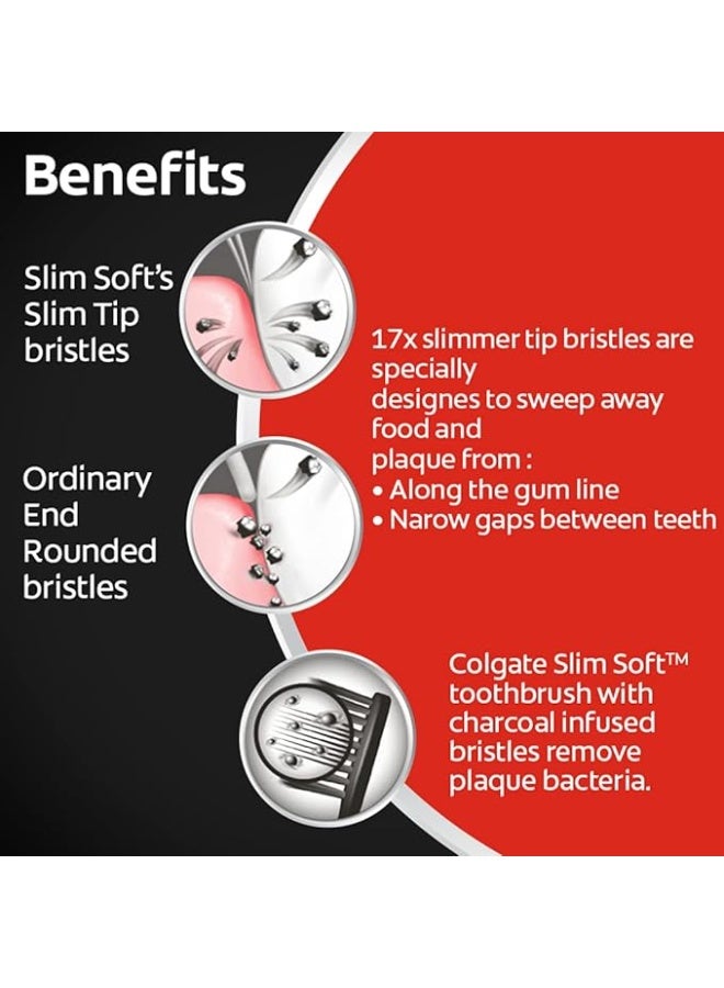 Colgate Slim Soft Charcoal Toothbrush(Buy 2 Get 2 Free) (Pack Of 2) - Image 2