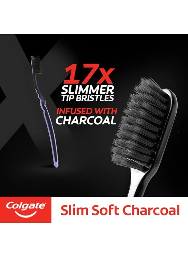 Colgate Slim Soft Charcoal Toothbrush(Buy 2 Get 2 Free) (Pack Of 2) - Image 3