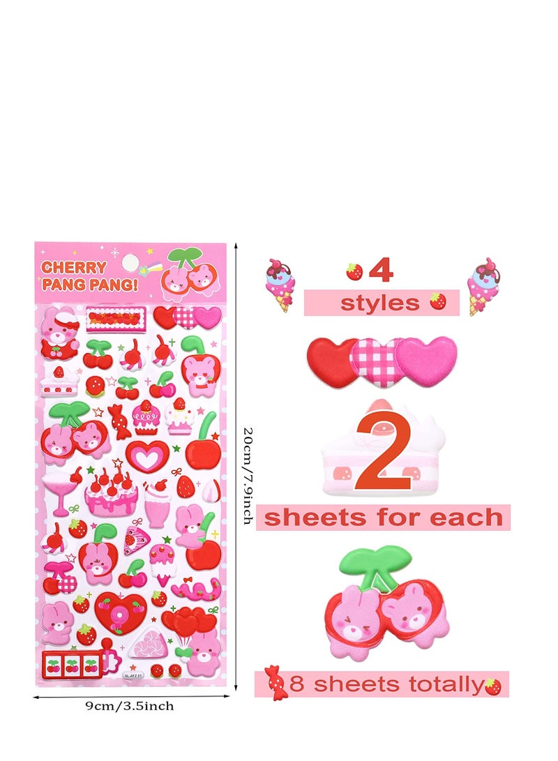 3D Foam Animal Stickers for Kids - 4 Sheets of Waterproof Bear & Heart Decals, Perfect for Water Bottles, Birthday Gifts, Party Supplies & Scrapbooking - Image 2