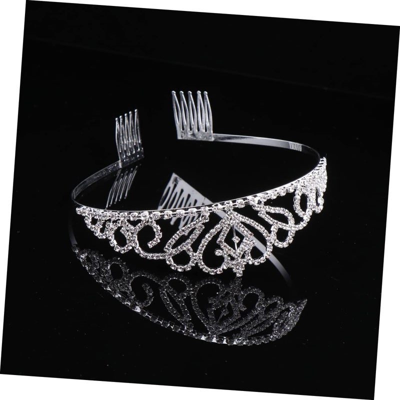 cheekyglo 4pcs Headband End Tiara Bride Diamond Crystal Bridal Comb Decoration Hair with Jewelry Crown Double for Rhinestone Wedding Women - Image 4