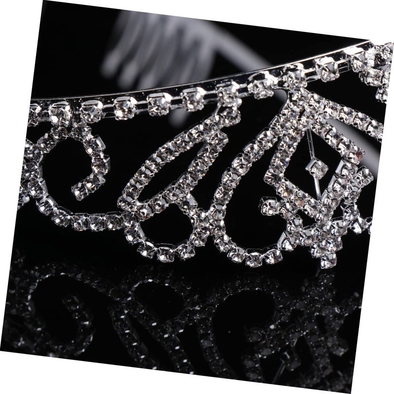 cheekyglo 4pcs Headband End Tiara Bride Diamond Crystal Bridal Comb Decoration Hair with Jewelry Crown Double for Rhinestone Wedding Women - Image 3
