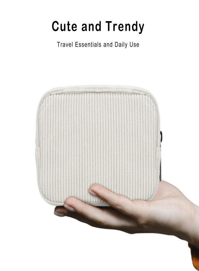 E-Tree 7 inch Canvas Zippered Small Bag, Mini Travel Makeup Carrying Case, Cosmetic Bag, Portable Electronics Accessories Organizer, Tiny Coin Purse Wallet, Little Pouch for Little Items, Corduroy, 6 - Image 3