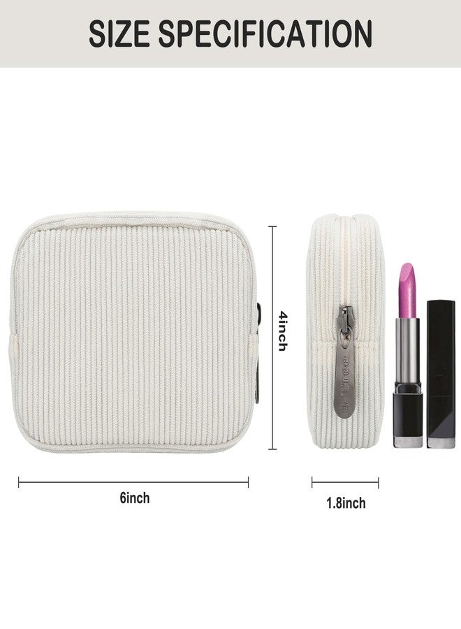 E-Tree 7 inch Canvas Zippered Small Bag, Mini Travel Makeup Carrying Case, Cosmetic Bag, Portable Electronics Accessories Organizer, Tiny Coin Purse Wallet, Little Pouch for Little Items, Corduroy, 6 - Image 2