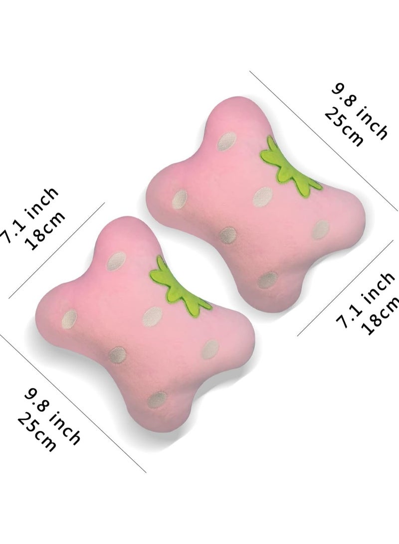 Universal Car Seat Cushion Neck, Pink Strawberry Pillow, Comfortable Soft Car Headrest Pillow, Head Support Pillow for Travelling and Home, 2 Pcs - Image 5