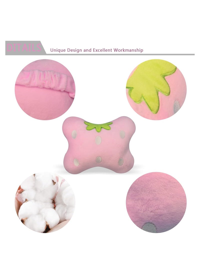 Universal Car Seat Cushion Neck, Pink Strawberry Pillow, Comfortable Soft Car Headrest Pillow, Head Support Pillow for Travelling and Home, 2 Pcs - Image 3