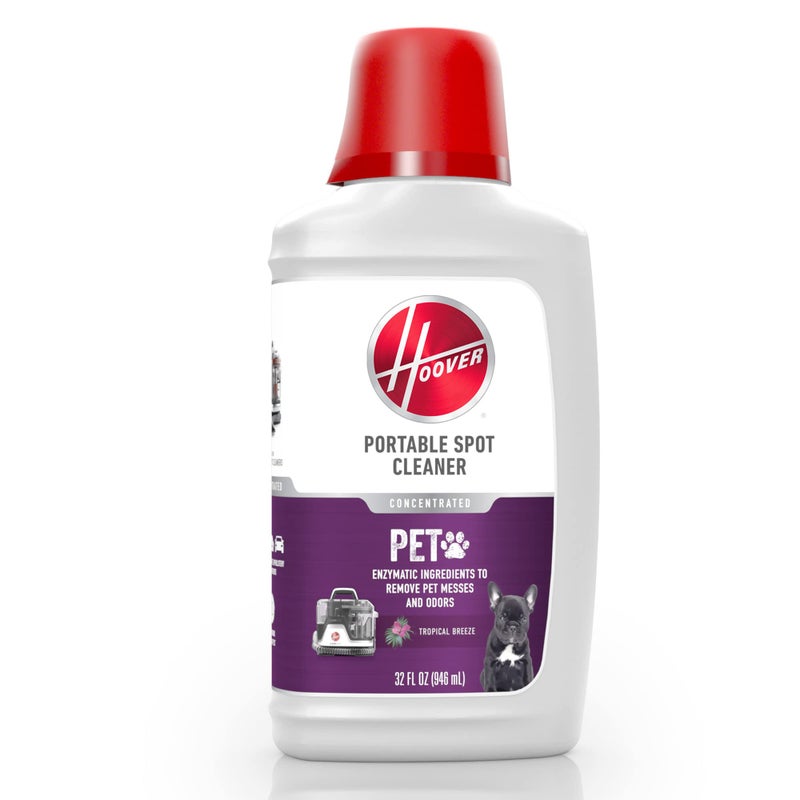 Hoover Pet Portable Spot Cleaner Solution, 32 oz., Tropical Breeze Scent, Upholstery and Carpet Shampoo Solution, Eliminates Pet Messes and Odors, Designed for Hoover CleanSlate Spot Cleaner - Image 1