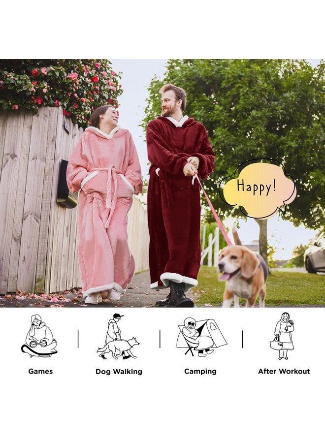 Bedsure Bedsure Wearable Blanket Hoodie, Cozy Long Hooded Blanket Sweatshirt as Mothers Day Hoodie Gifts for Mom Women, Oversize, Burgundy - Image 4