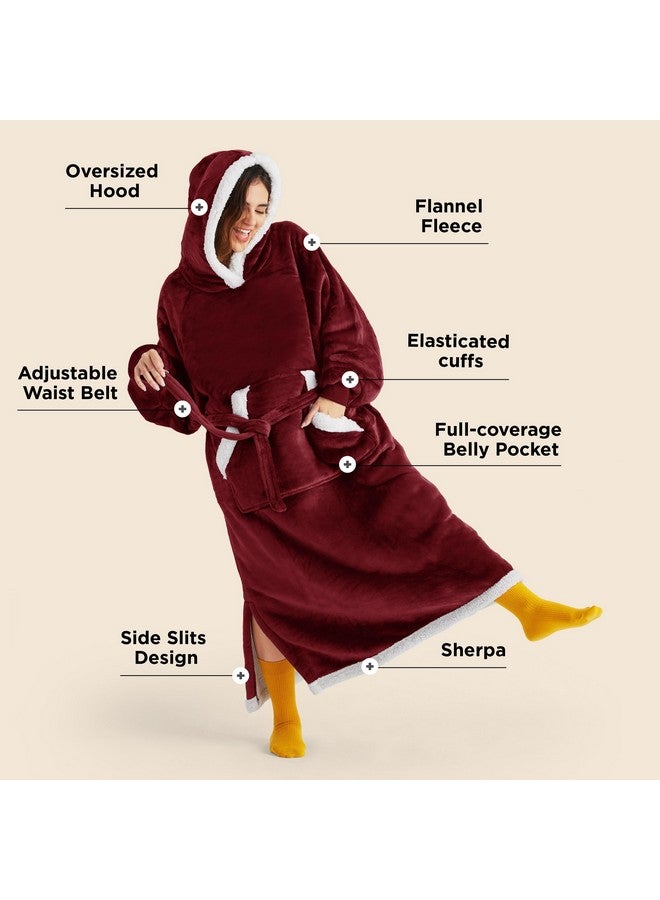 Bedsure Bedsure Wearable Blanket Hoodie, Cozy Long Hooded Blanket Sweatshirt as Mothers Day Hoodie Gifts for Mom Women, Oversize, Burgundy - Image 1