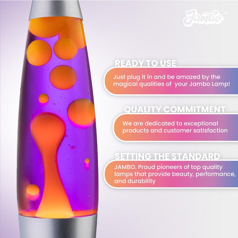 JAMBO 16" Beautiful Lamp- The Upgraded Motion Lamp- Purple with Yellow/Orange Wax, Relaxing Liquid Lamp, Night Light Nightlight, Home Decor Living Room Office Bedroom Lamp for Adults Teens Kids Magma - Image 2