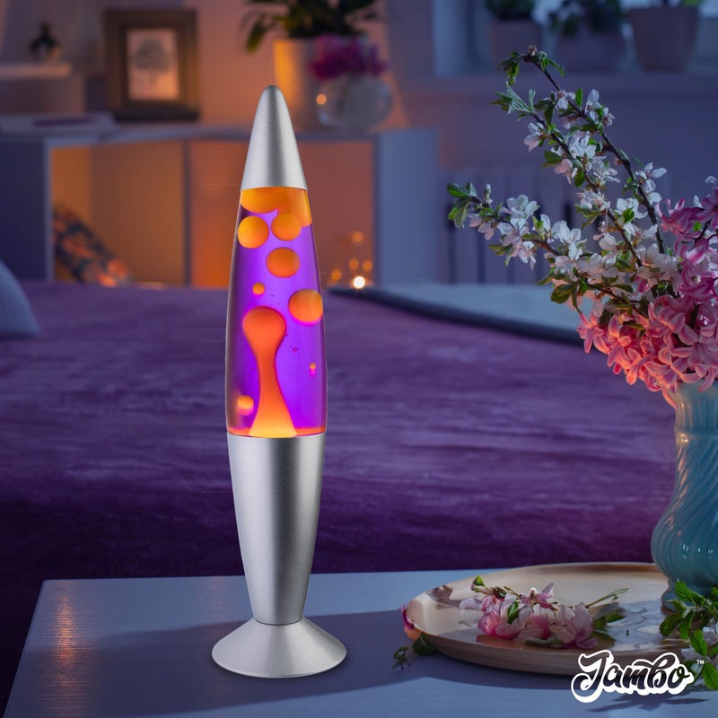 JAMBO 16" Beautiful Lamp- The Upgraded Motion Lamp- Purple with Yellow/Orange Wax, Relaxing Liquid Lamp, Night Light Nightlight, Home Decor Living Room Office Bedroom Lamp for Adults Teens Kids Magma - Image 3