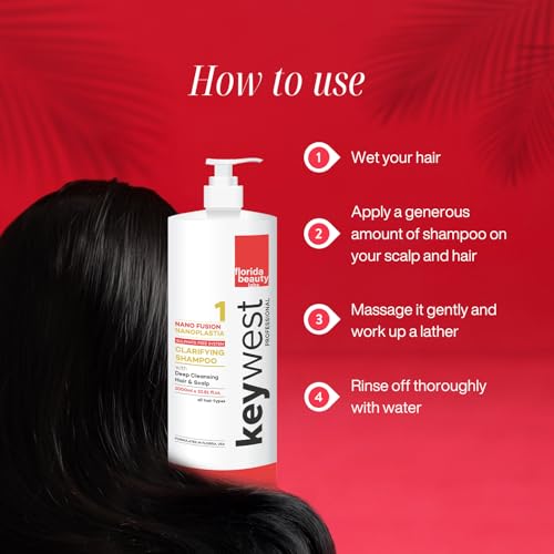 Keywest Professional Nanoplastia Sulfate Free Clarifying Shampoo - 1000ml | Suitable for All Hair Types | For Deep Cleansing Hair & Scalp - Image 4